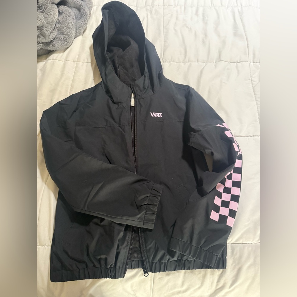 Vans Black Hooded Jacket with White Logo
